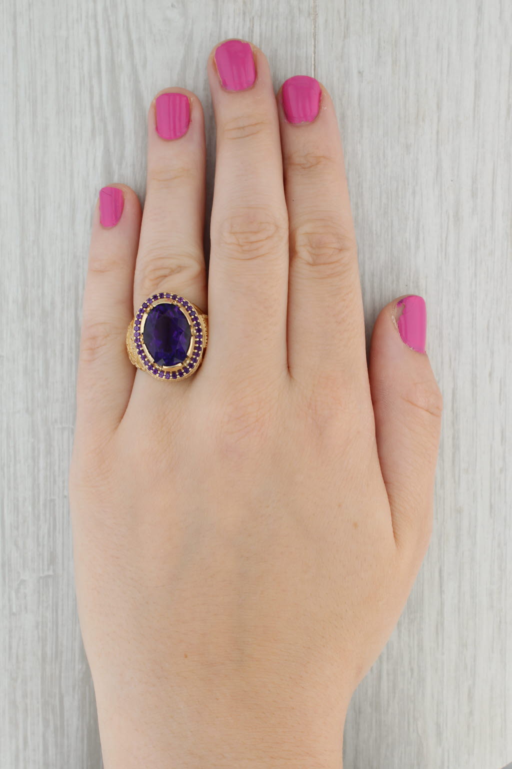 Gray 8.25ctw Oval Amethyst American Episcopal African Ring 14k Gold Church Keepsake