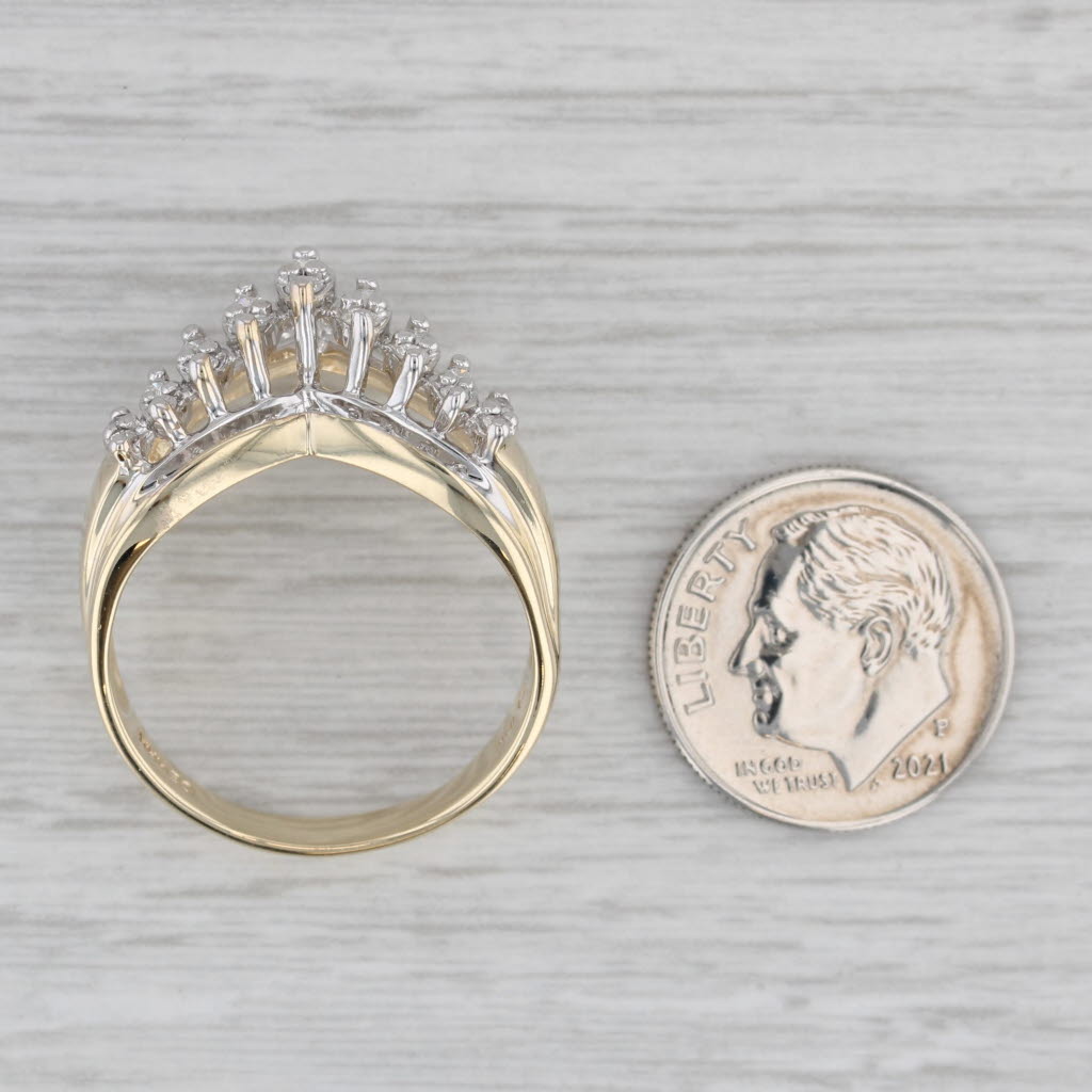 Gray 0.24ctw Diamond Contoured Tiered Ring 10k Yellow Gold Size 10.5 Cocktail