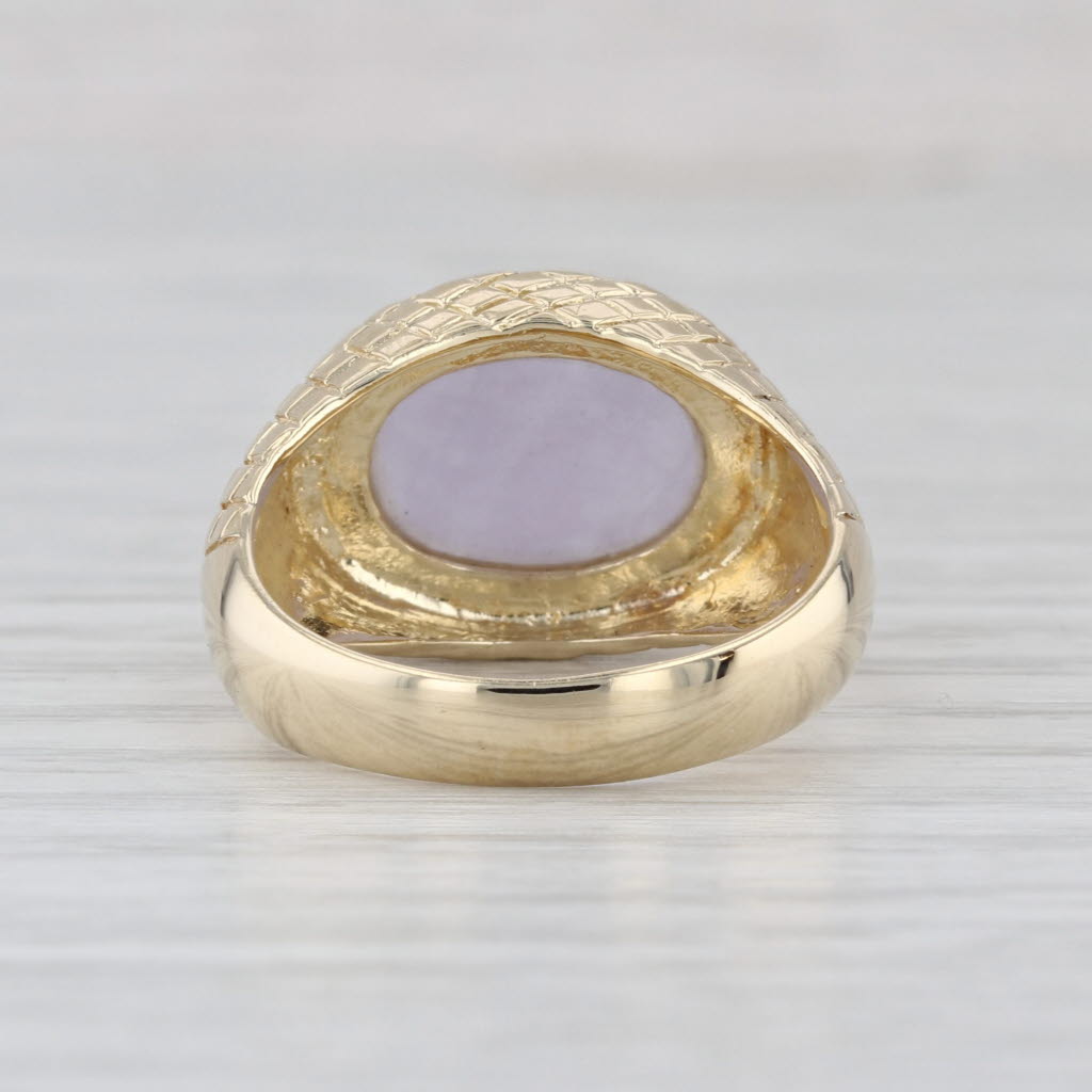 Lavender Jadeite Jade Cabochon Ring 14k Yellow Gold Size 7-7.25
