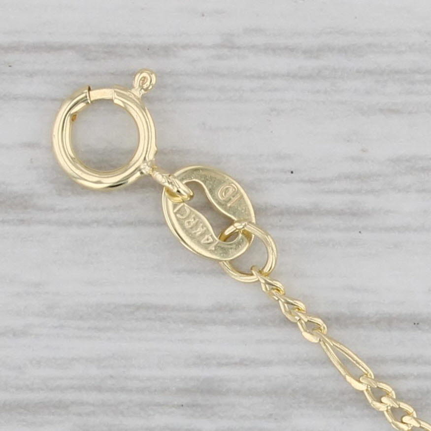 Gray New Figaro Chain Necklace 14k Yellow Gold 16" 1.3mm