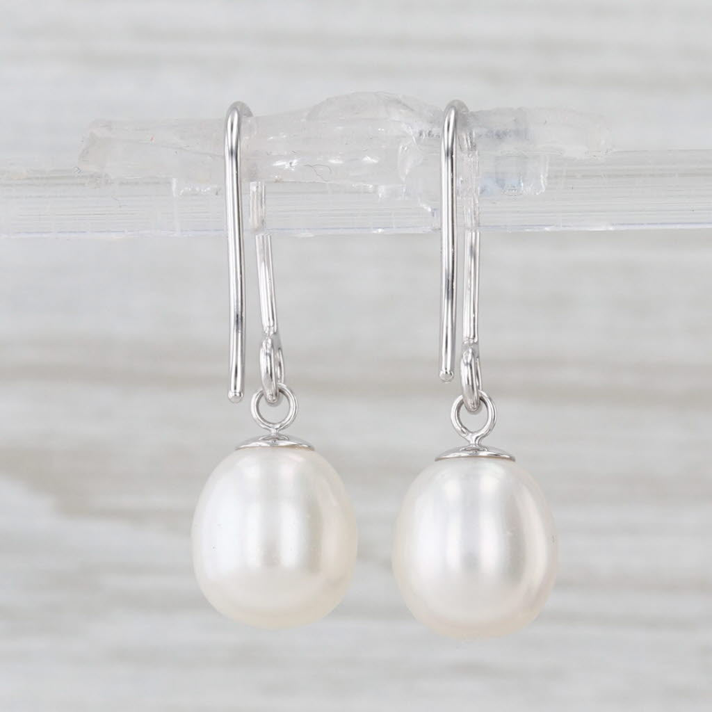 Freshwater Cultured Pearl Dangle Earrings 14k White Gold Hook Post Drops