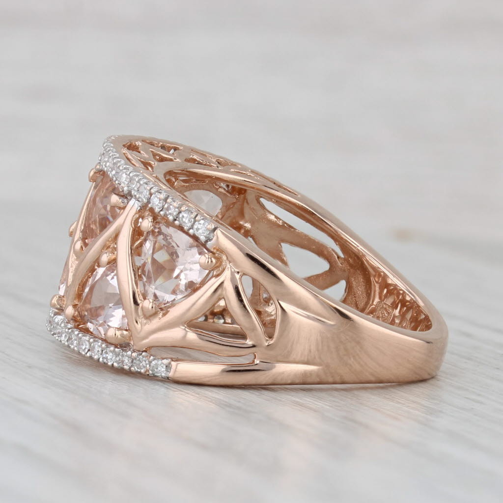 Light Gray 3.22ctw Morganite Diamond Ring 14k Rose Gold Size 8 Cocktail