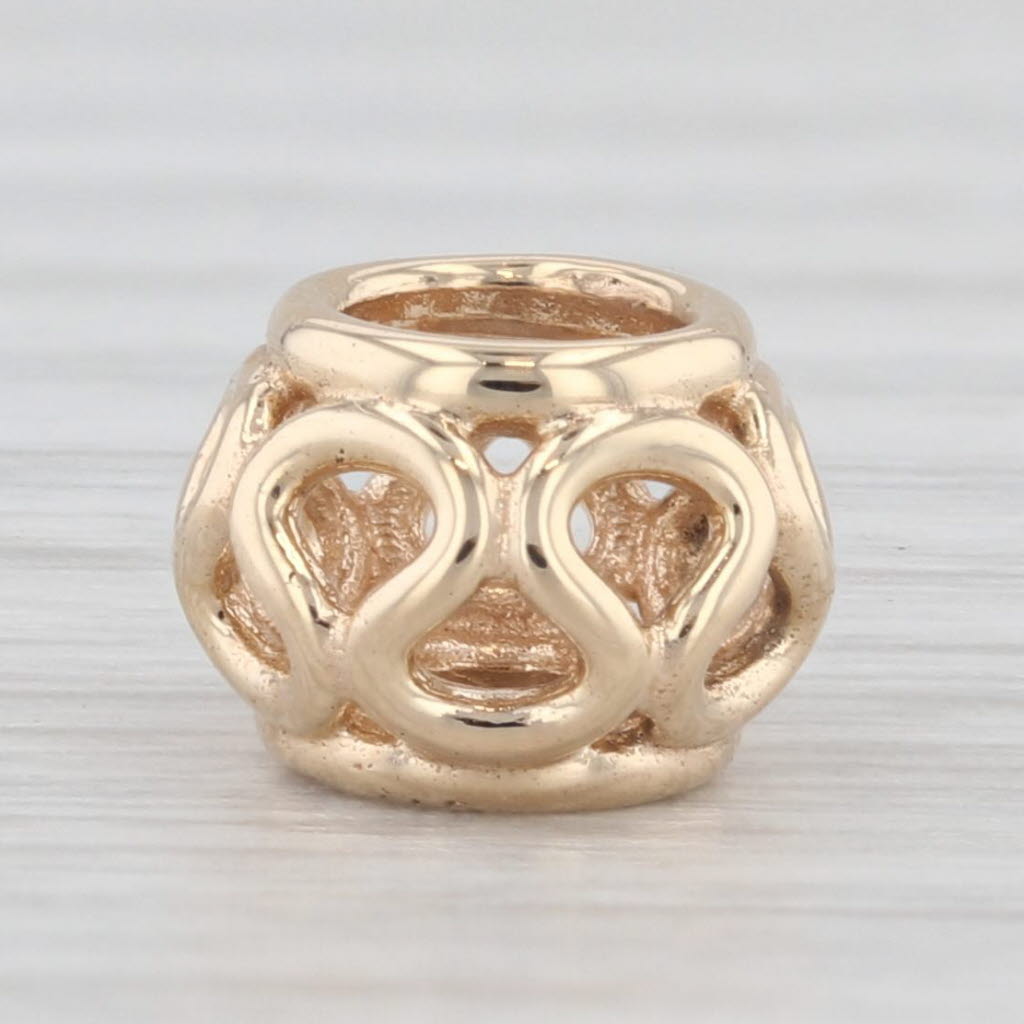 Light Gray Authentic Pandora Intertwined Charm 750452 14k Yellow Gold Retired Bead
