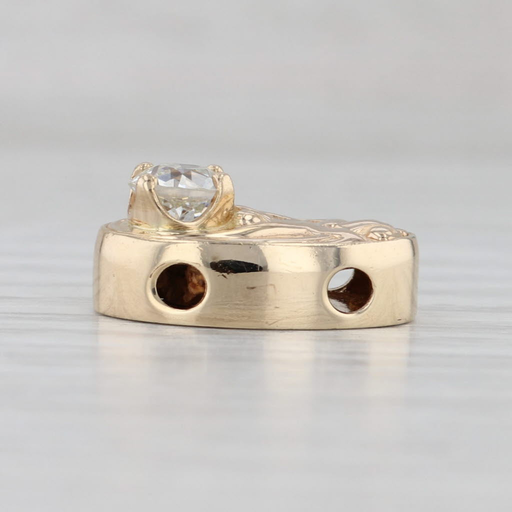 Light Gray 0.62ct Diamond Solitaire Slide Bracelet Charm 14k Yellow Gold Vintage