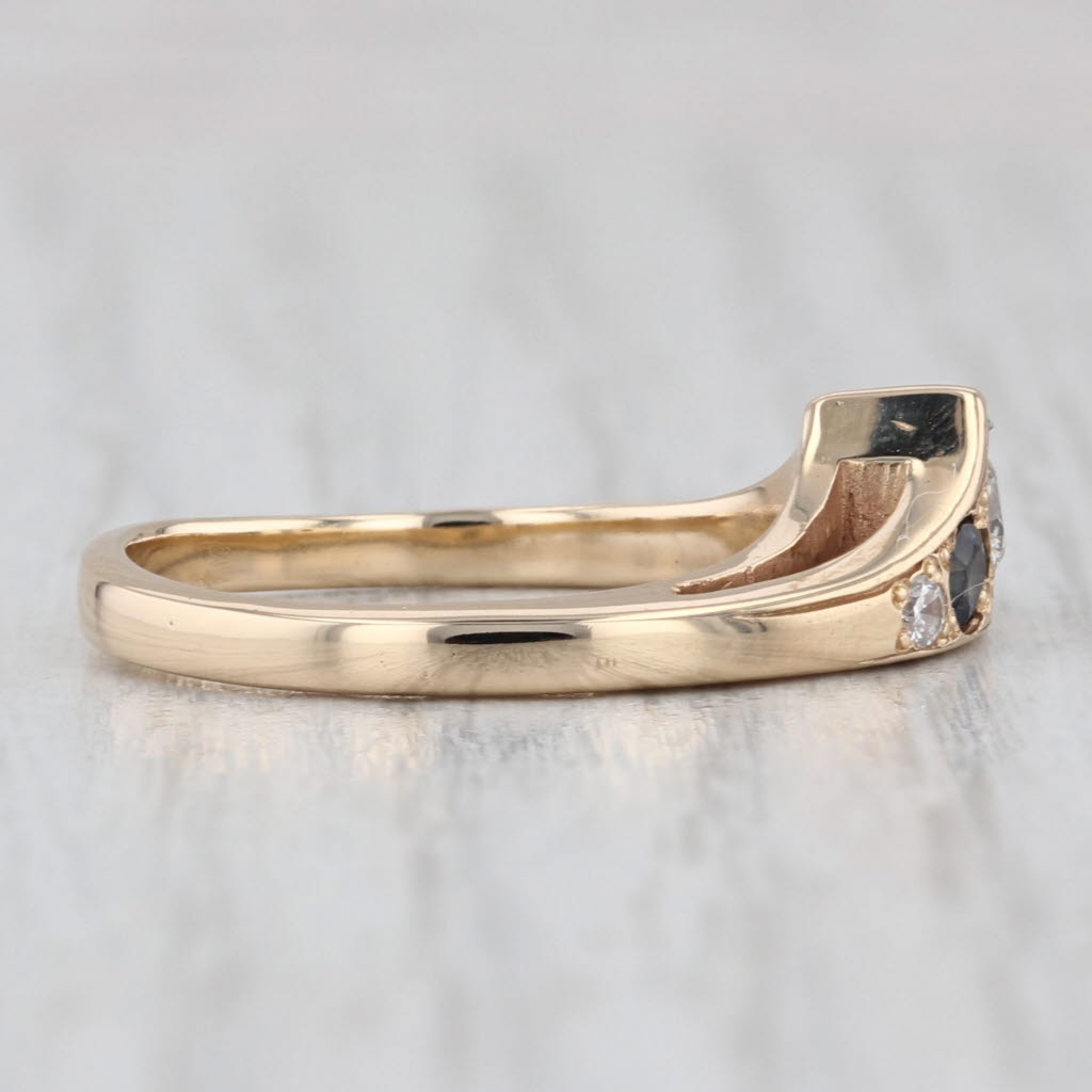 0.32ctw Diamond Sapphire 3-Stone Ring 14k Yellow Gold Size 6.5 Stackable Band