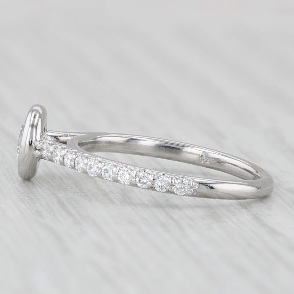 Light Gray 0.70ctw Round Bezel Set Diamond Engagement Ring 14k White Gold Size 4.5