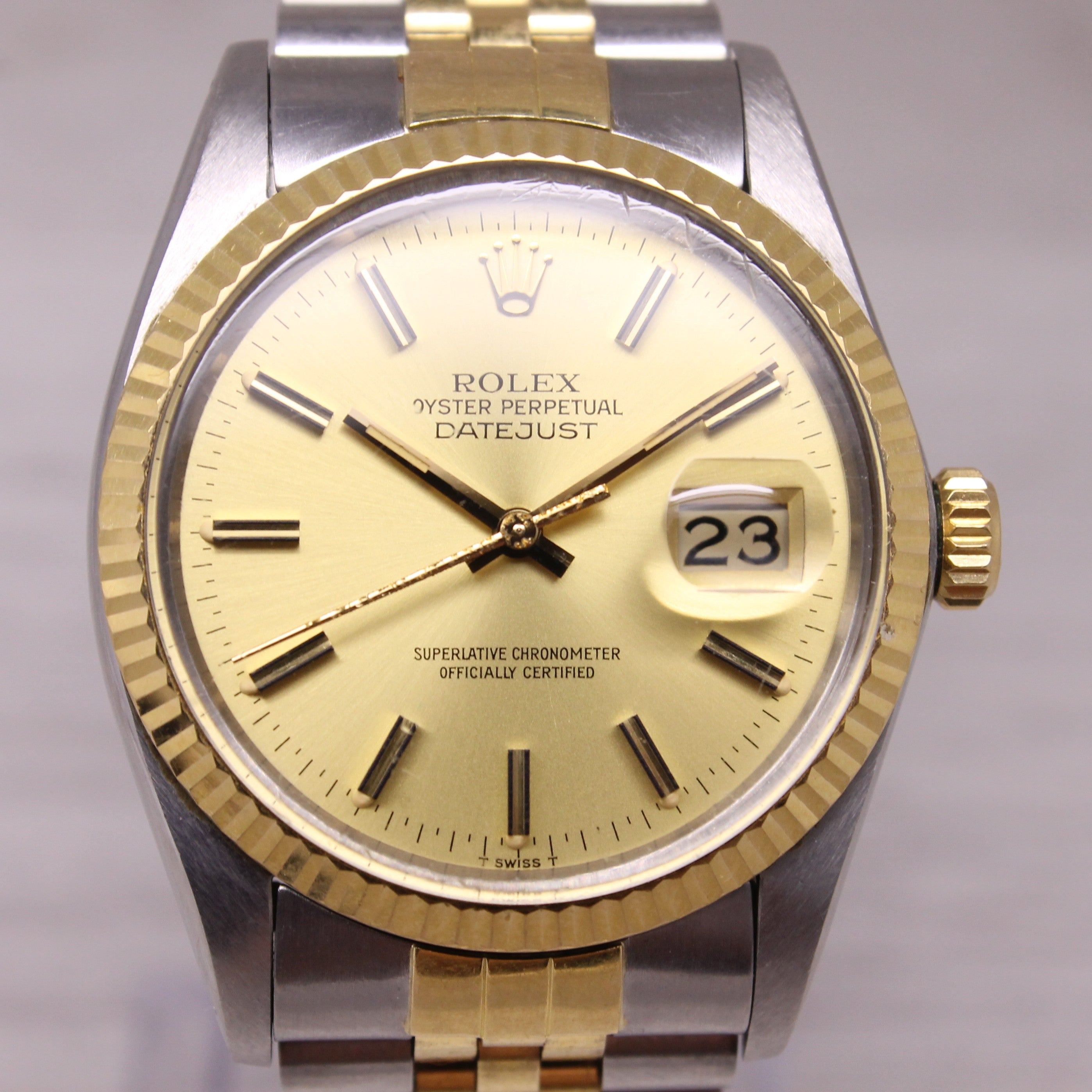 Vintage 1984 Rolex Datejust 16013 Steel & 18k Mens Automatic Watch Original
