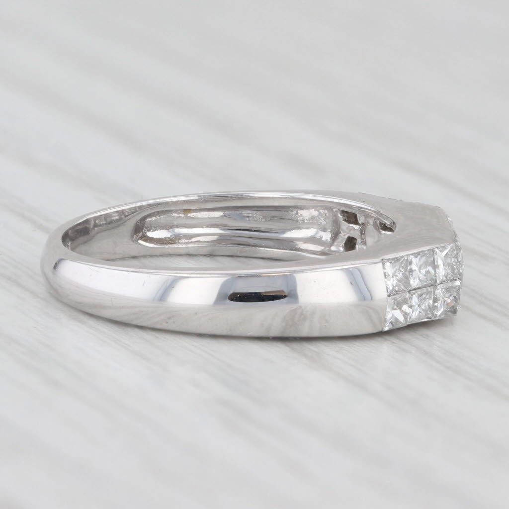 Light Gray 0.61ctw Princess Diamond Ring 18k White Gold Size 4.5 Stackable Wedding Band