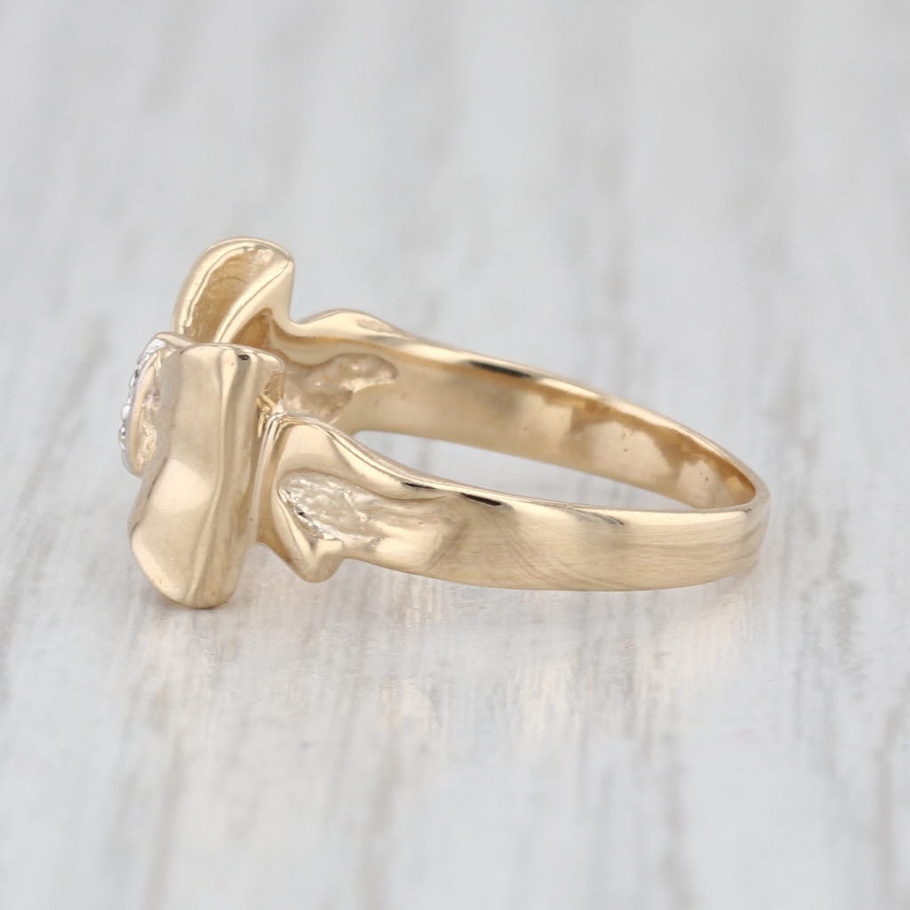 Diamond Accented Bow Tie Ring 14k Yellow Gold Size 6 Stackable