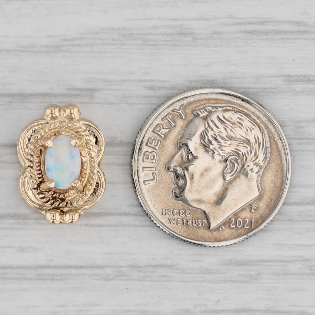 Gray Oval Opal Solitaire Slide Bracelet Charm 14k Gold Richard Glatter Old Victoria