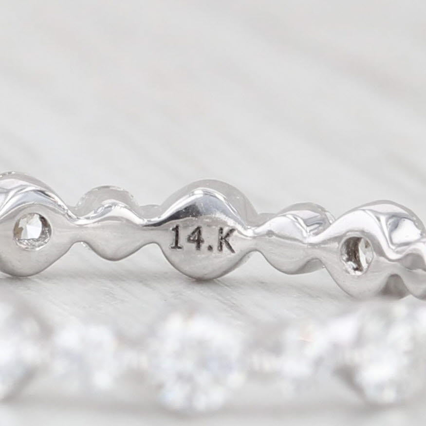 Light Gray 0.94ctw Diamond Eternity Band 14k White Gold Wedding Ring Size 6.25 Stackable