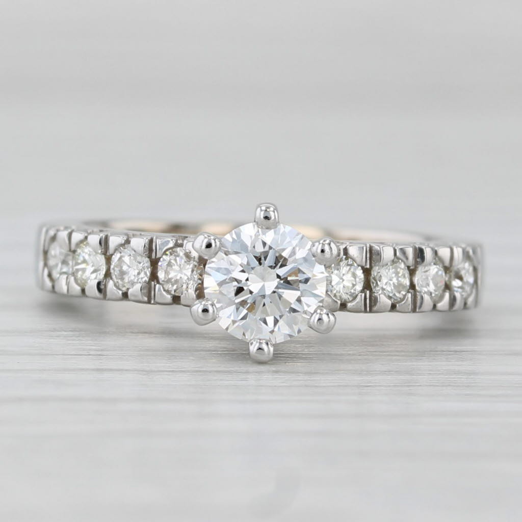 Light Gray 0.75ctw Round Diamond Engagement Ring 14k White Gold Size 5 VS2