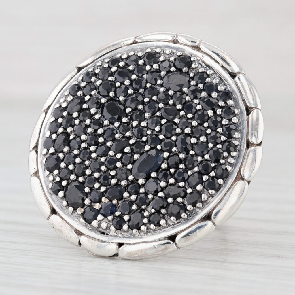 John Hardy Kali 4.70ctw Pave Blue Sapphire Cocktail Ring Sterling Silver Sz 8.5