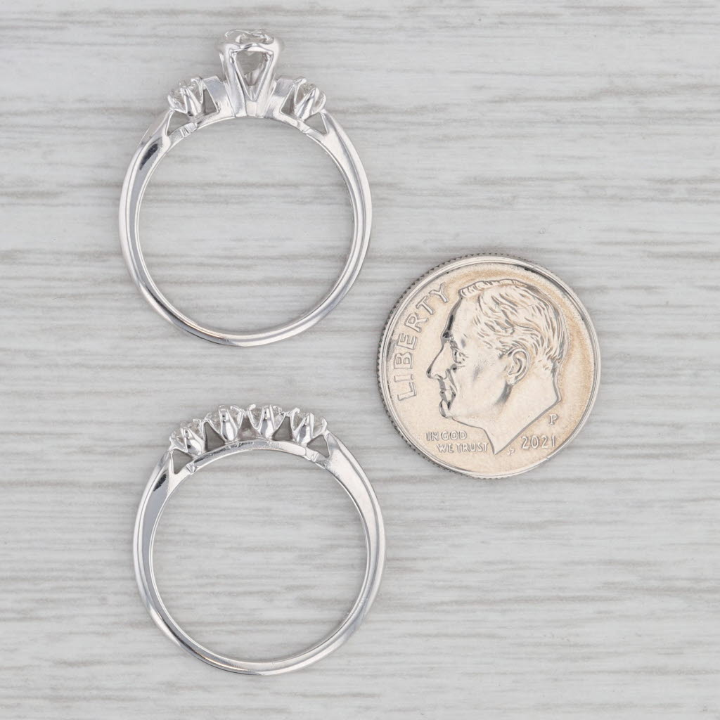 Gray 0.33ctw Diamond Engagement Ring Wedding Band Set 14k White Gold Vintage