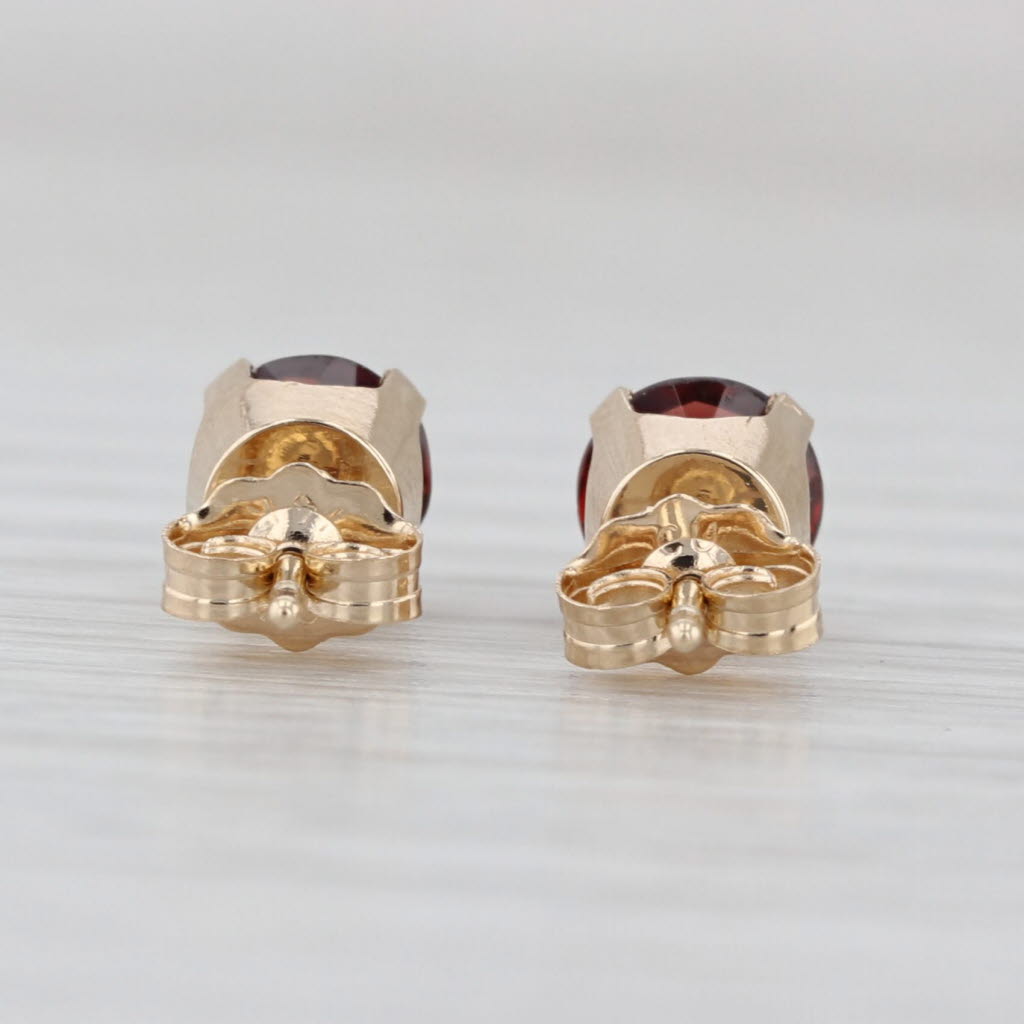 1.70ctw Round Red Garnet Stud Earrings 14k Yellow Gold Solitaire Studs