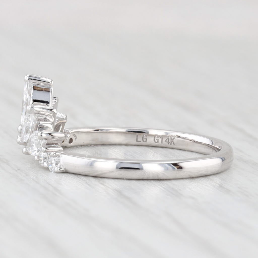 Light Gray New 0.55ctw Lab Grown Diamond Contoured Wedding Band 14k Gold Stackable Ring