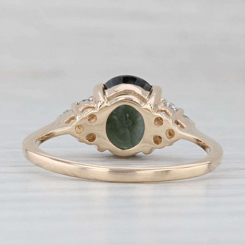 Light Gray 1.81ctw Oval Green Apatite Diamond Ring 14k Yellow Gold Size 7