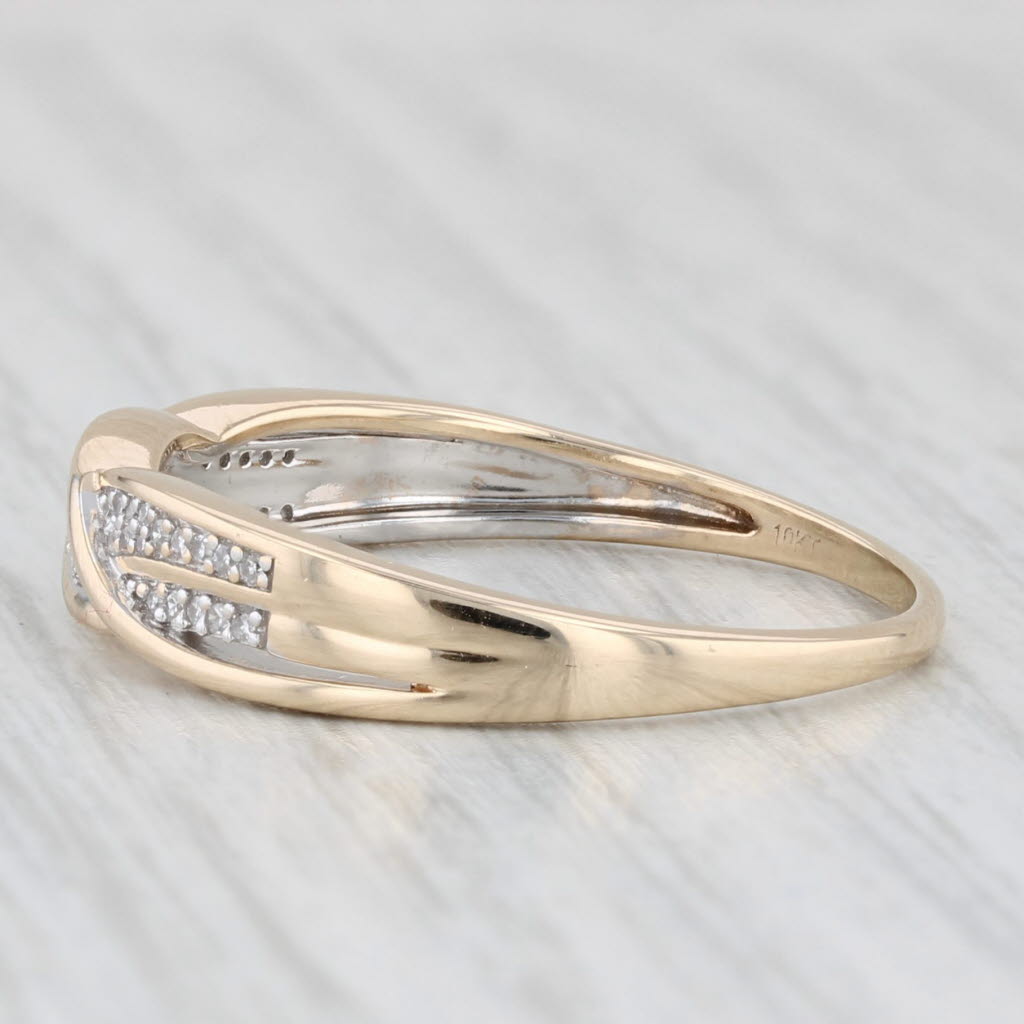 Light Gray Woven Diamond Ring 10k Yellow Gold Size 10.25 Stackable Anniversary Ring