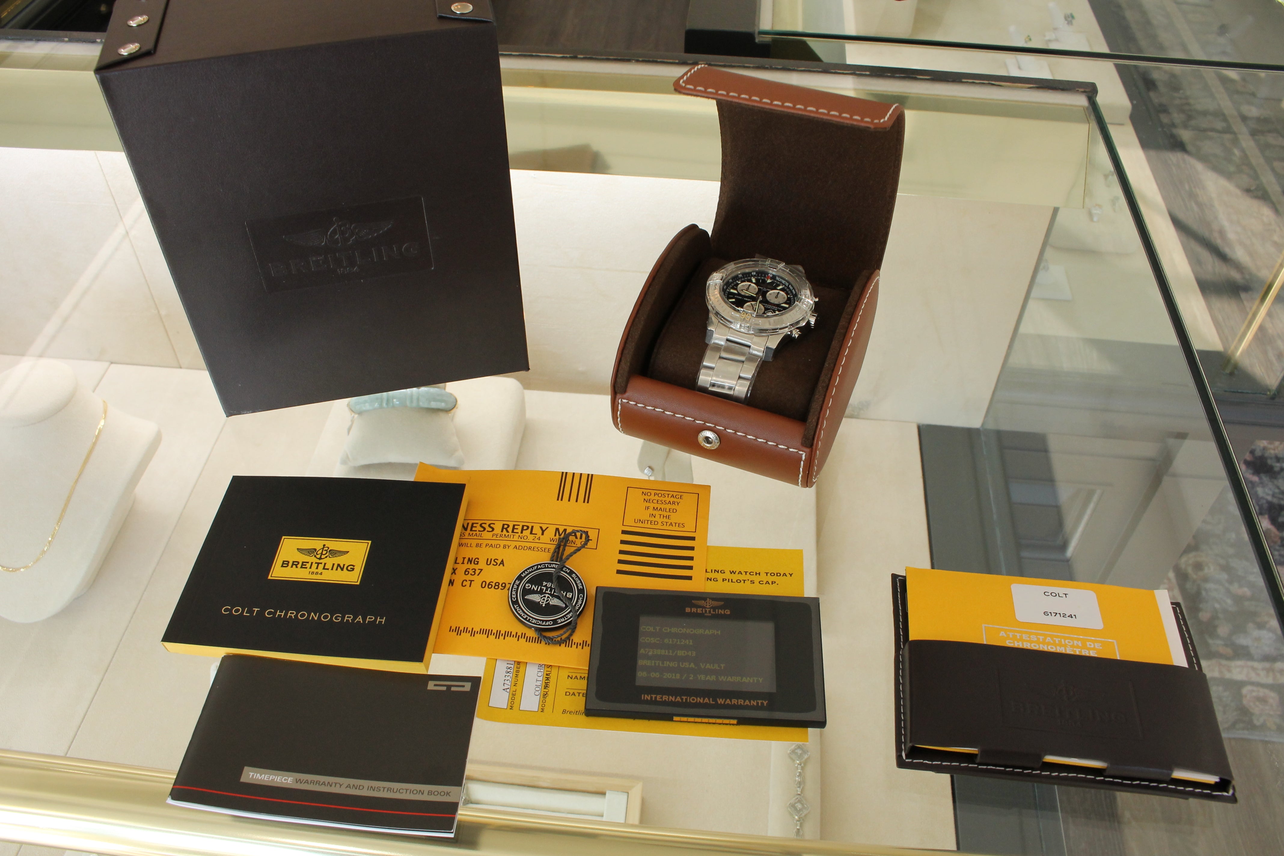 Breitling Colt A73388 Mens 43mm Steel Quartz Chronograph Watch w Box UNWORN NOS