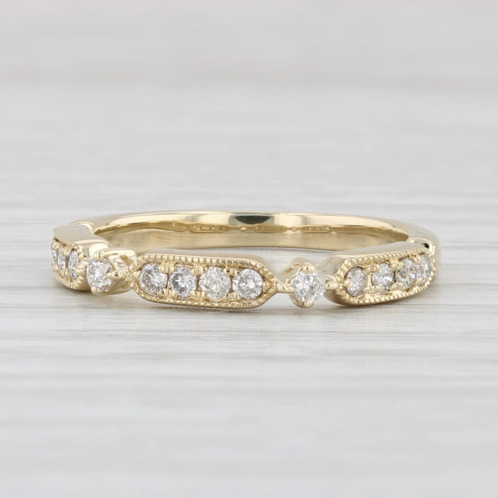 Light Gray 0.18ctw Diamond Wedding Band 10k Yellow Gold Size 5 Stackable Ring