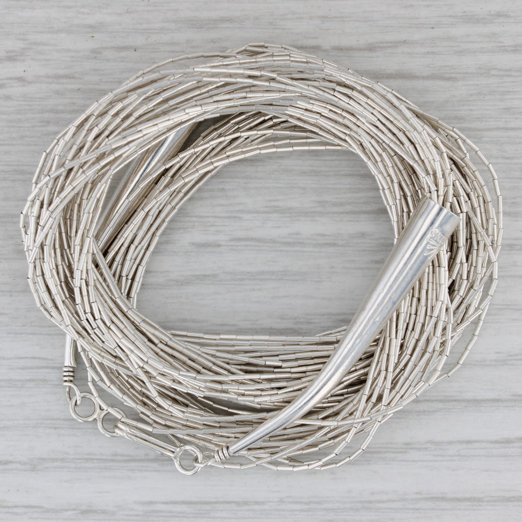 Liquid Silver Multistrand Necklace Sterling Silver Vintage Native American