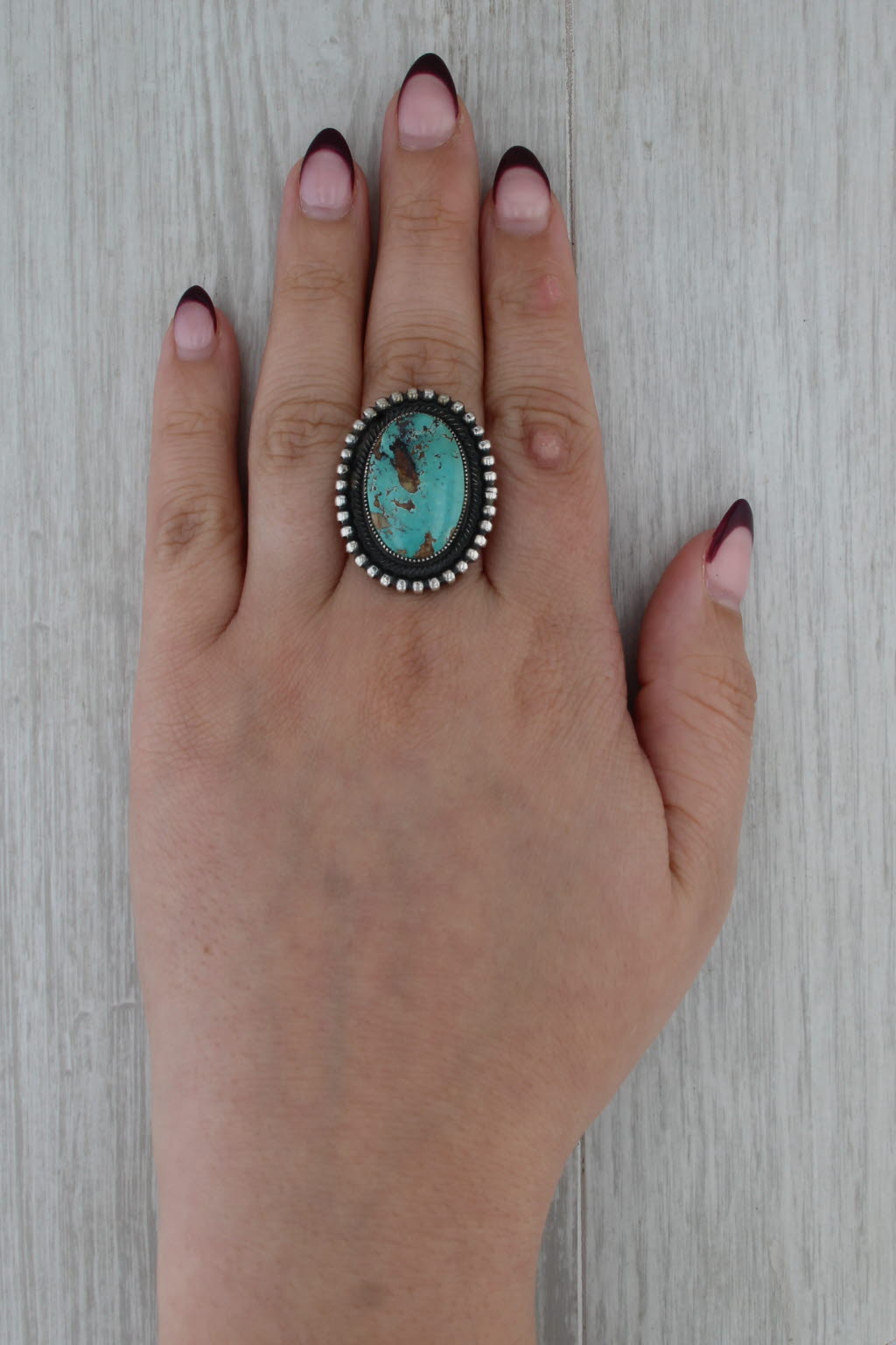 Vintage Turquoise Ring Sterling Silver Leon Martinez Navajo Native American