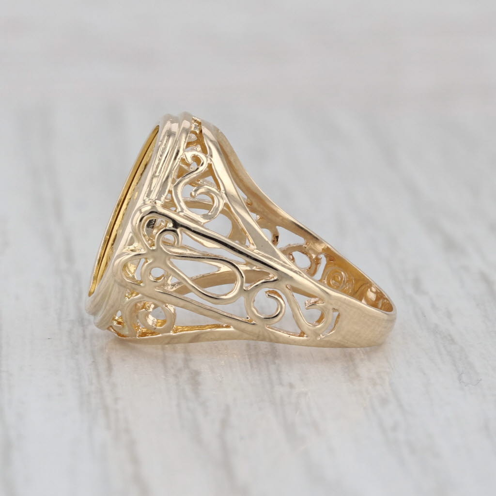 1983 5 Yuan Chinese Panda Coin Ring 14k 24k Yellow Gold Size 5.5