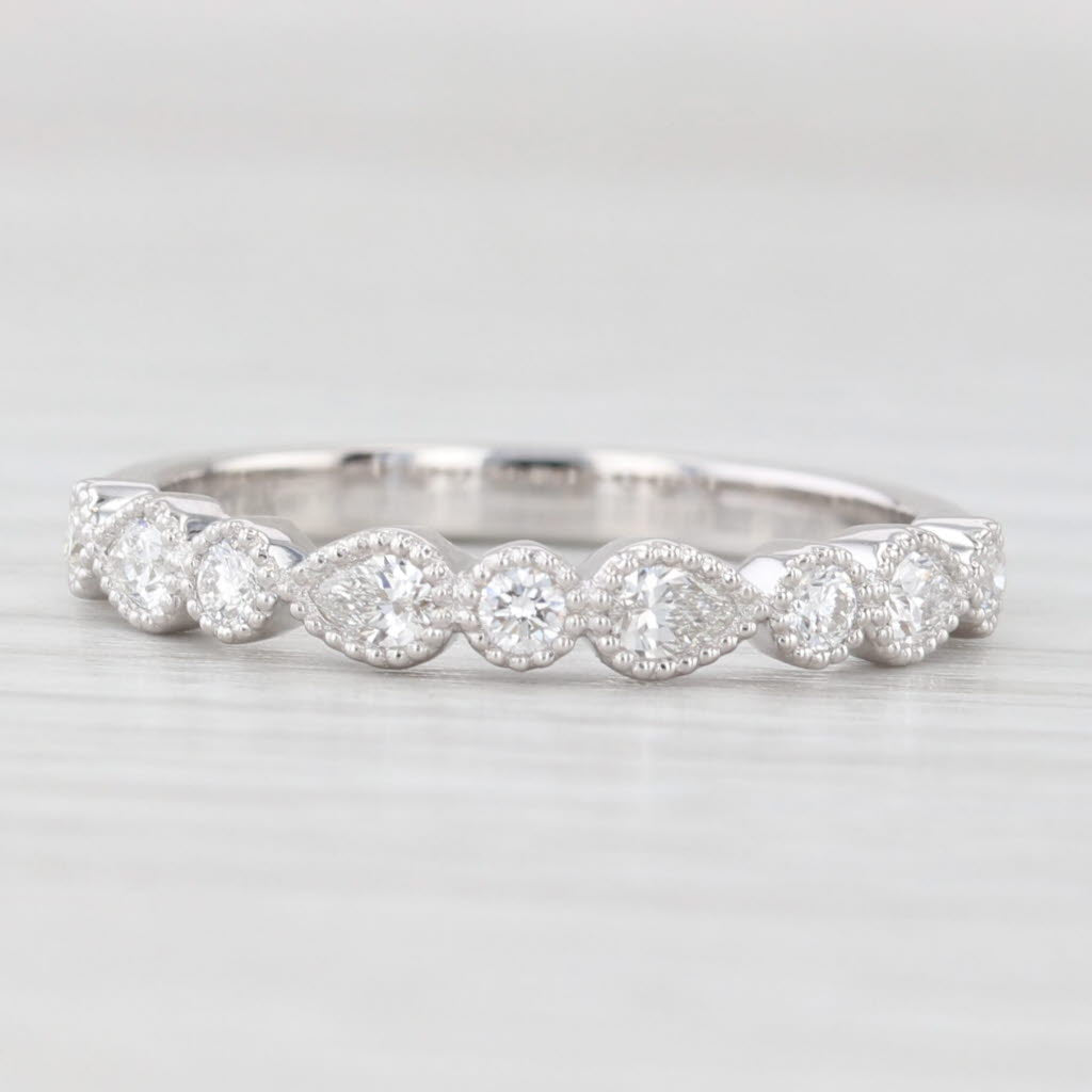 Light Gray New 0.33ctw Diamond Wedding Band 14k White Gold Stackable Anniversary Ring 6.5