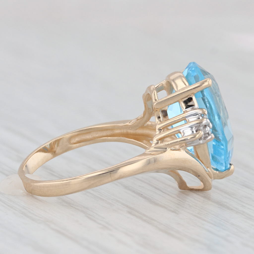 Light Gray 5.81ctw Blue Topaz Pear Diamond Ring 14k Yellow Gold Size 6.75