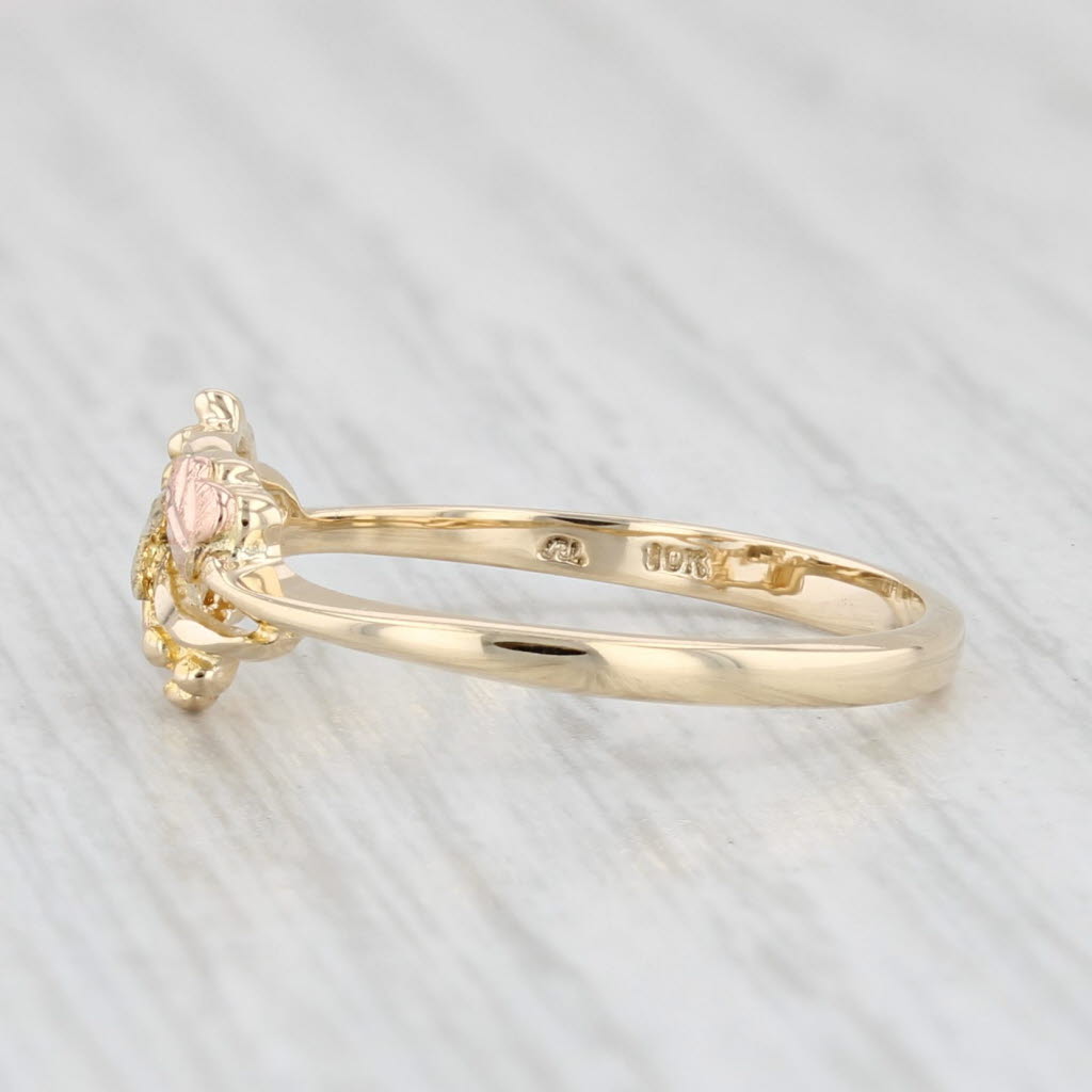 Light Gray Black Hills Gold Jewelry Co Leaf Ring 10k 12k Yellow Green Rose Gold Size 6