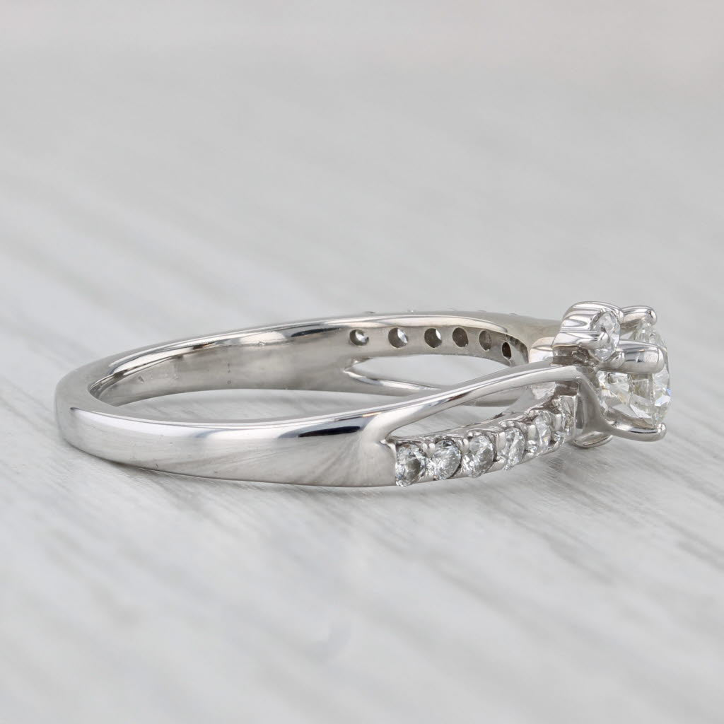 Gray 0.74ctw Round Diamond Bypass Engagement Ring 14k White Gold Size 7.75