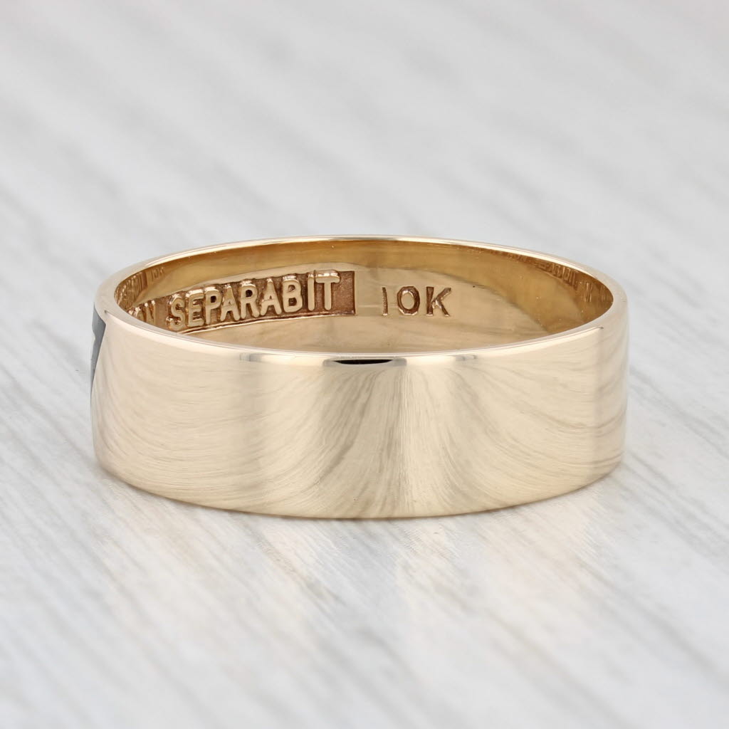 Light Gray 14th Degree Yod Ring 10k Gold Scottish Rite Masonic Band Size 11