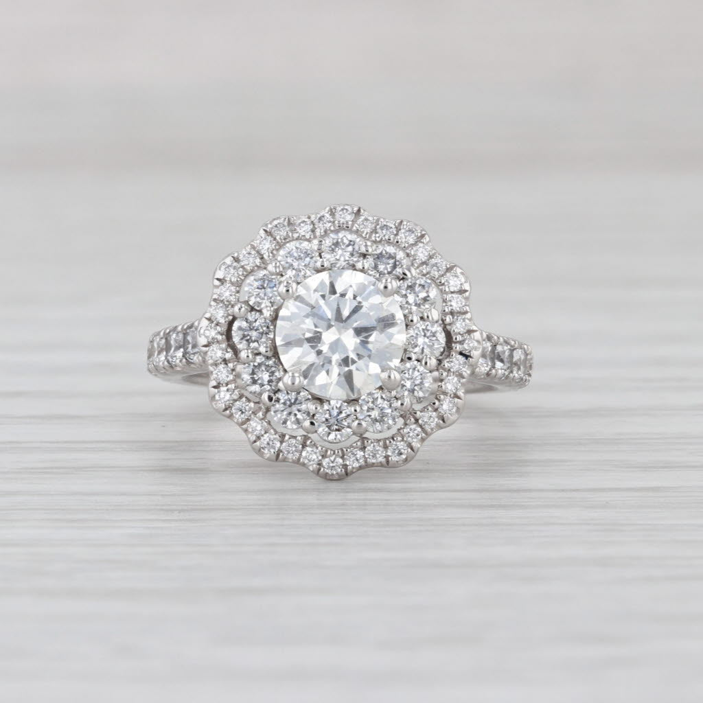 GIA Vera Wang 1.81ctw Diamond Halo Engagement Ring 14k White Gold Size 4