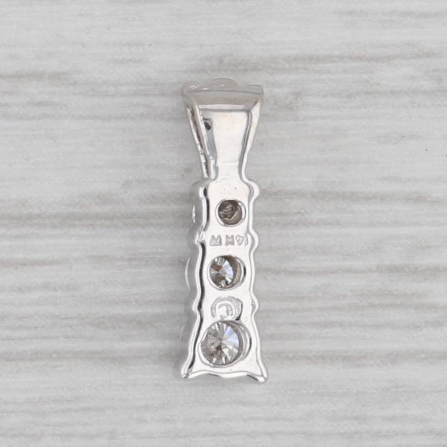 Gray 0.18ctw Diamond 3-Stone Graduated Journey Pendant 14k White Gold Small Drop