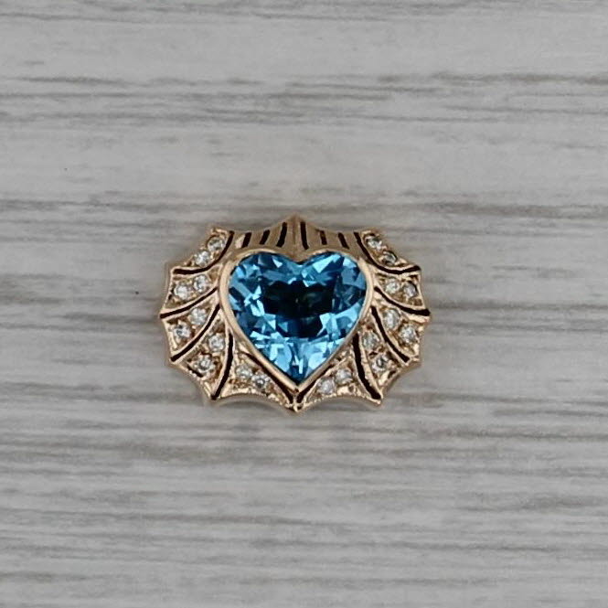 Joshua 2.40ctw Topaz Heart Diamond Slide Bracelet Charm 14k Yellow Gold Vintage