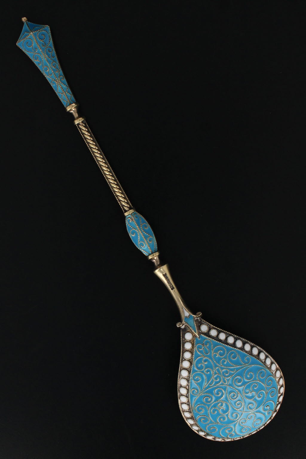 Black David Andersen Dragestil Soup Spoon Sterling Silver Norway Enamel Monogram