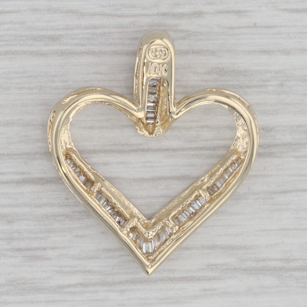 Gray 0.30ctw Diamond Open Heart Pendant 10k Yellow Gold