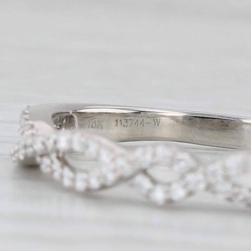 Light Gray 0.33ctw Woven Diamond Band 14k White Gold Stackable Wedding Ring Size 8.25