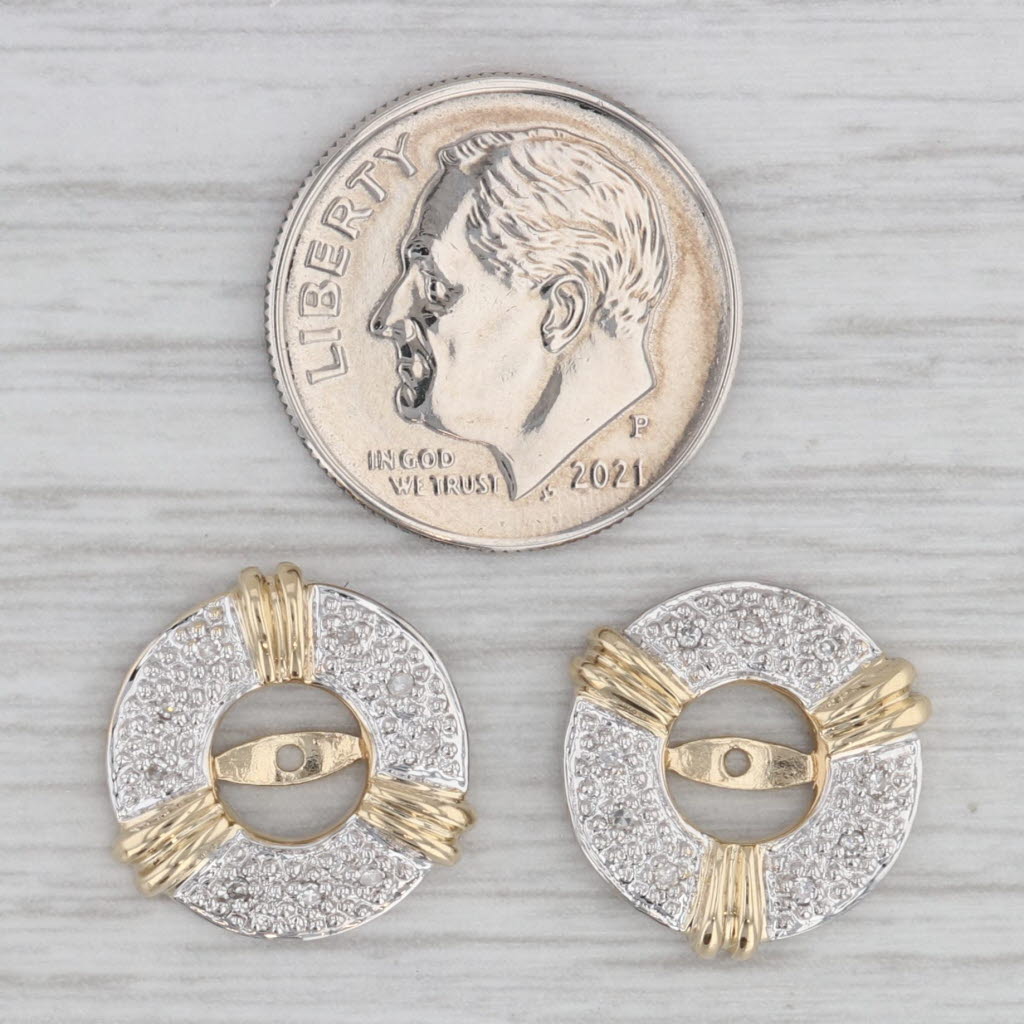 Gray Diamond Circle Earring Enhancers Jackets for Stud Earrings 14k Gold