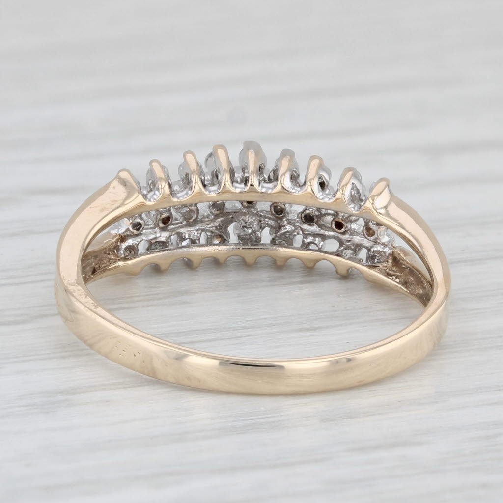 Light Gray 0.16ctw Diamond Ring 10k Yellow Gold Tiered Pyramid Style Size 7.75 Stackable