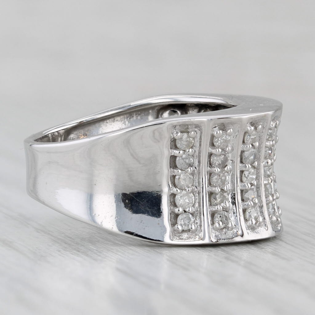 Gray New 0.87ctw Contoured Diamond Rows Ring 10k White Gold Size 8 Cocktail
