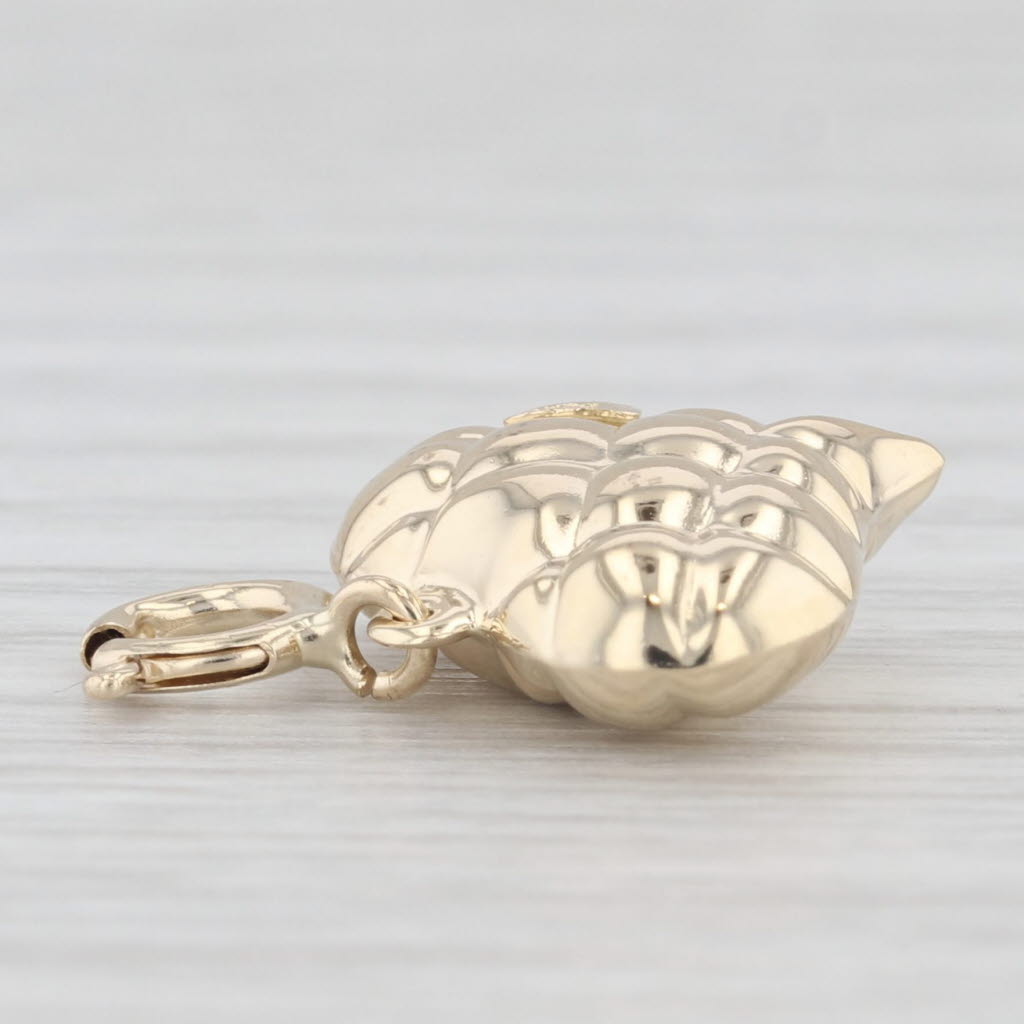 Light Gray Crosshatch Puffy Heart Charm 14k Yellow Gold Pendant