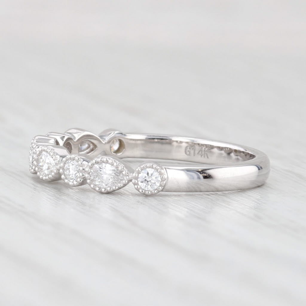 Light Gray New 0.33ctw Diamond Wedding Band 14k White Gold Stackable Anniversary Ring 6.5