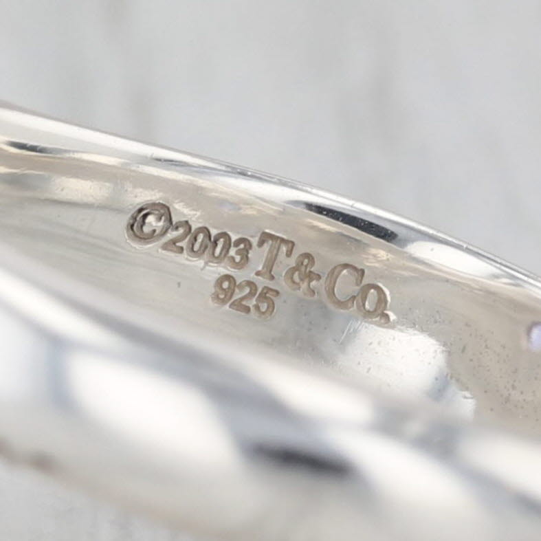 Tiffany & Co 0.20ct Iolite Solitaire Flower Ring Sterling Silver Size 6