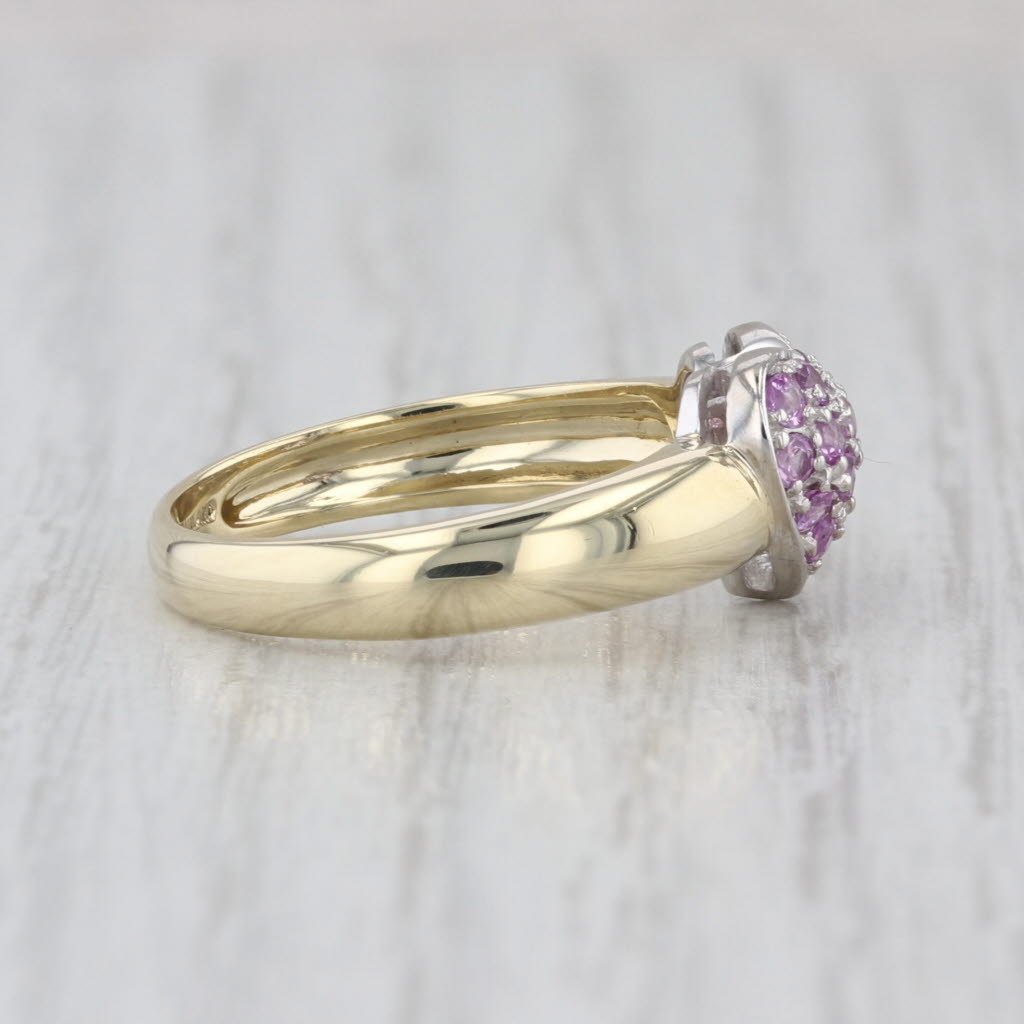 0.46ctw Pink Sapphire Pave Heart Cluster Ring 14k Yellow White Gold Size 6.75-7