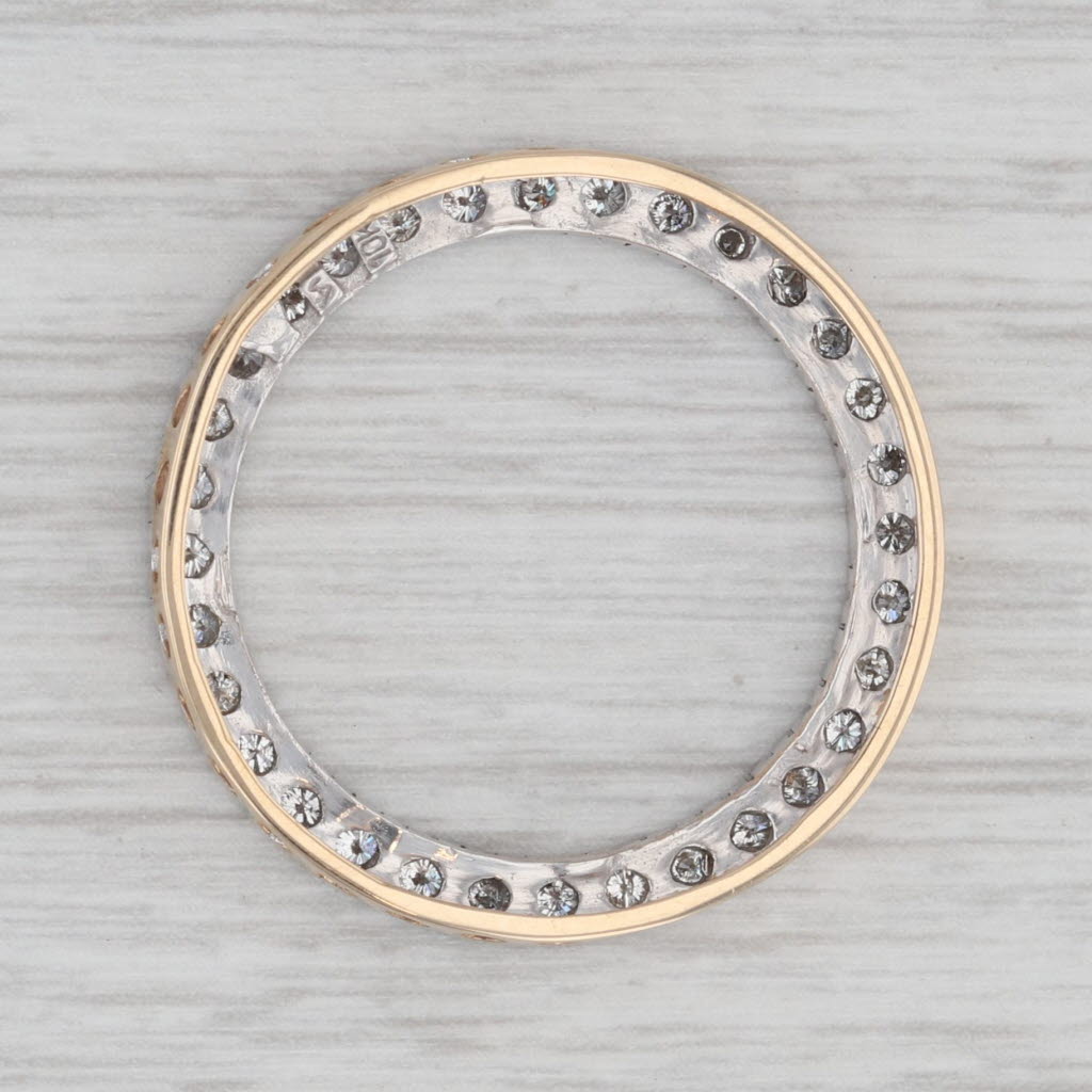 Gray 0.97ctw Diamond Eternity Circle Pendant 10k Yellow Gold