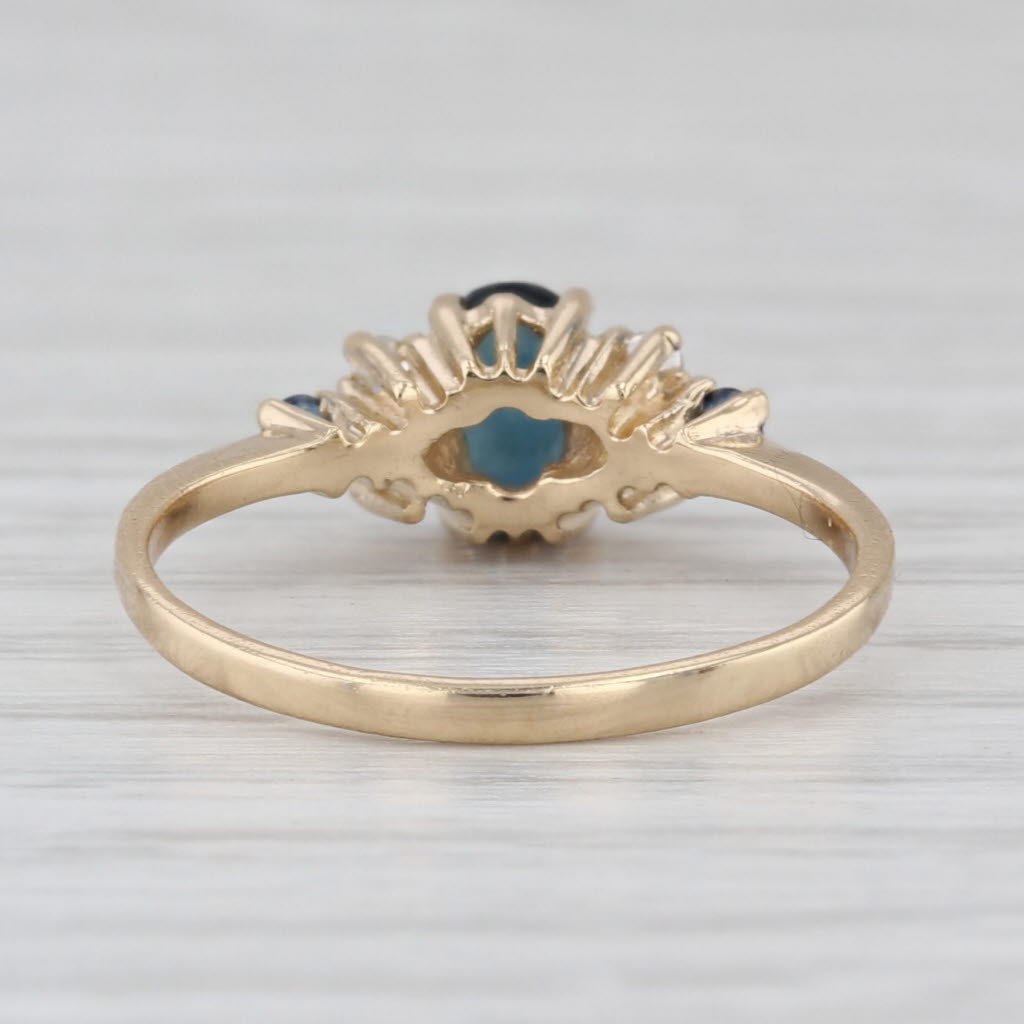 0.79ctw Blue Sapphire Diamond Ring 14k Yellow Gold Size 5.75