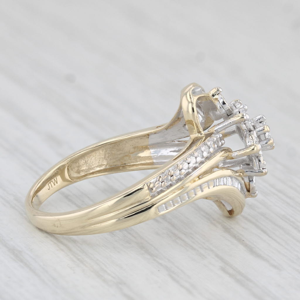 Light Gray 0.11tw Diamond Cluster Bypass Ring 10 Yellow Gold Size 7 Engagement