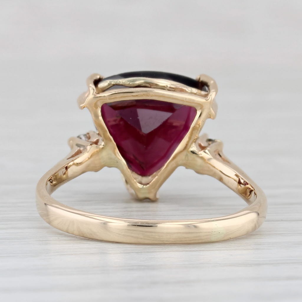 Light Gray 3.03ctw Trillion Garnet Diamond Ring 14k Yellow Gold Size 7