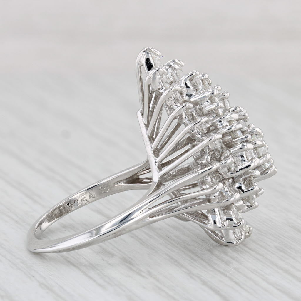 Light Gray 2.82ctw Diamond Cocktail Ring Platinum Size 7 Pear Cluster